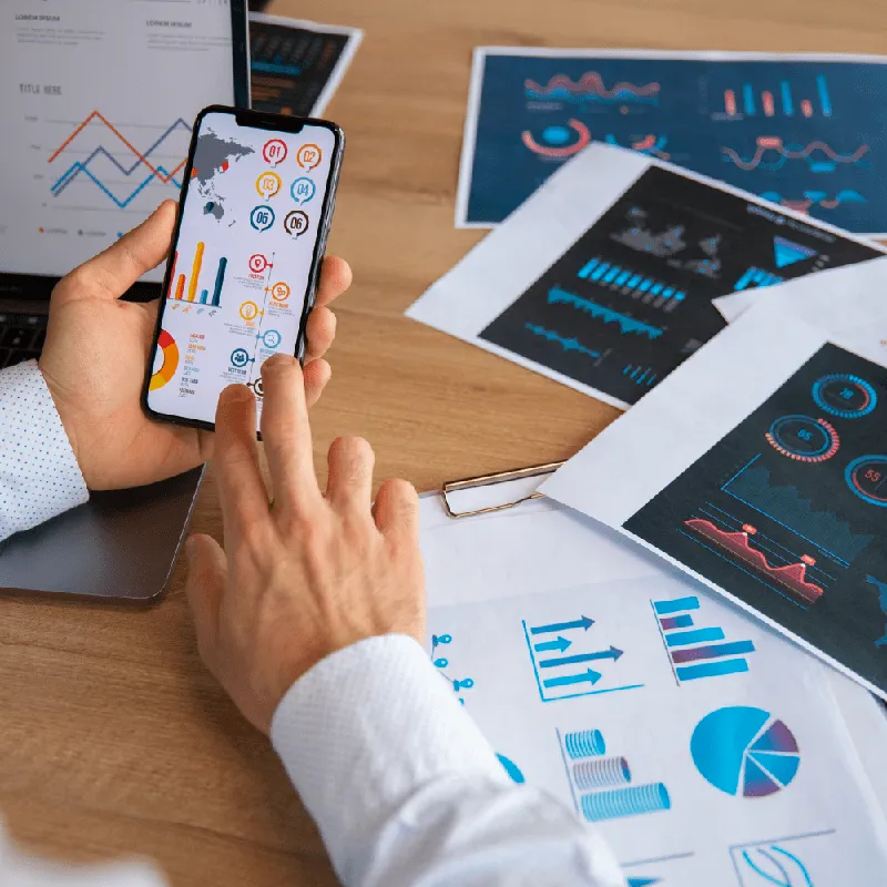 Office-workers-using-finance-graphs